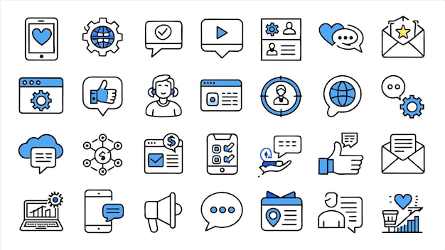 a collection of business icons including one that says  international