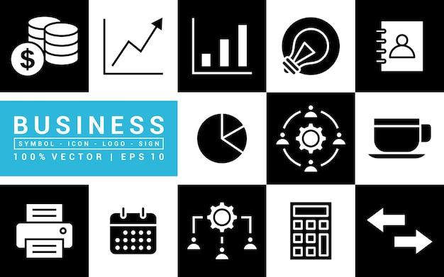 Collection of business icons marketing finance statistics editable and resizable vector EPS 10