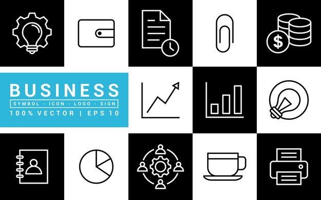 Collection of business icons marketing finance statistics editable and resizable vector EPS 10