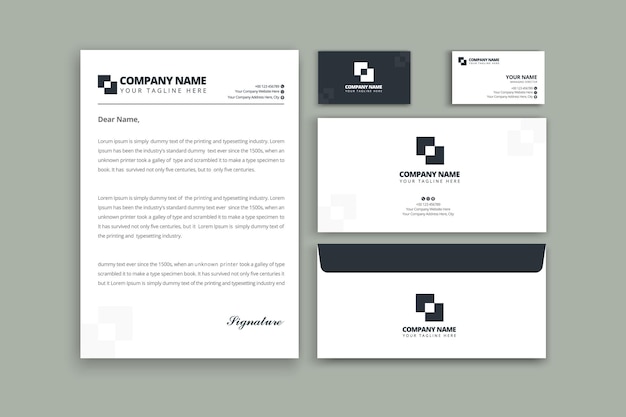 A Collection of Business Identity Stationery with the logo for corporate company