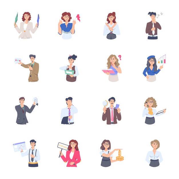 Collection of Business People Flat Illustrations