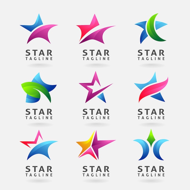 Collection of business star logo design