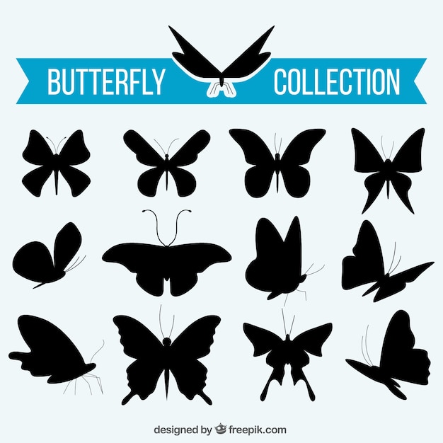 Vector collection of butterflies silhouettes