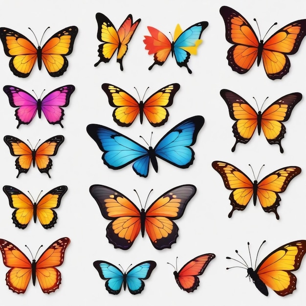Vector a collection of butterflies with different colors and colors