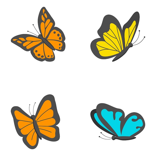 Vector collection of butterfly sticker