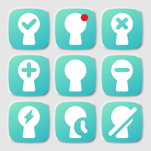 Vector collection of buttons with keyhole icon