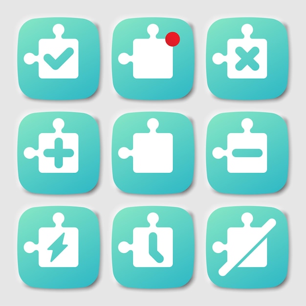 Collection of buttons with puzzle icon