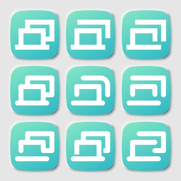 Vector collection of buttons with two screen icons
