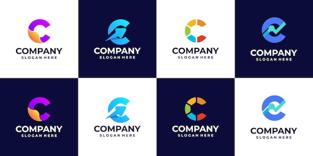 Коллекция логотипов градиента буквы C