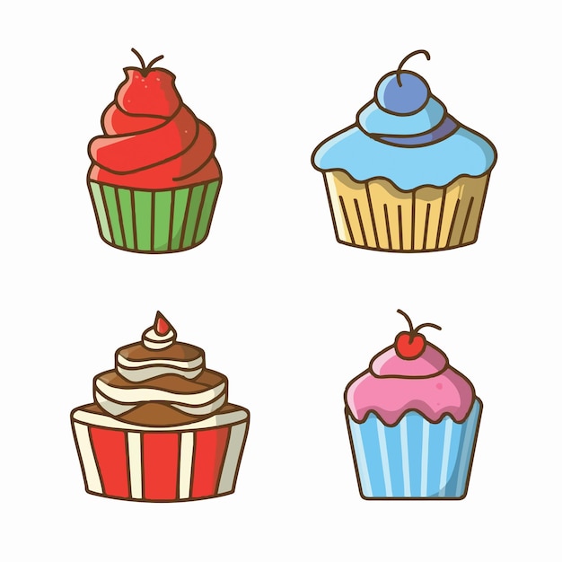 Vector collection of cake and cupcake symbols