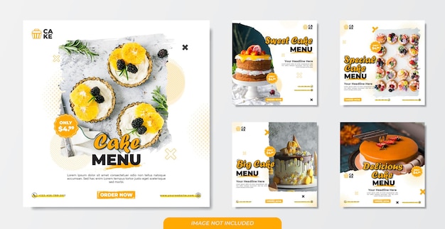 Collection of cake menu promotion for social media post template