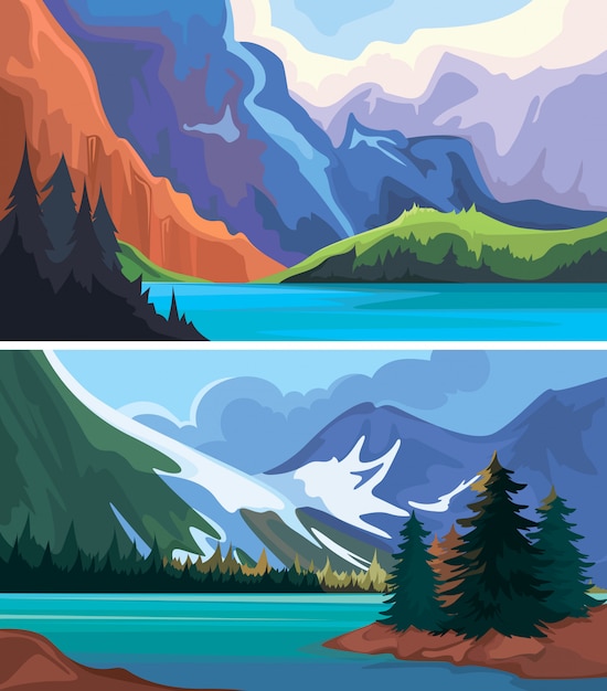 Vector collection of canadian landscapes.