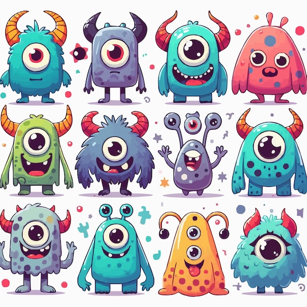 a collection of cartoon characters including monster monster and monster