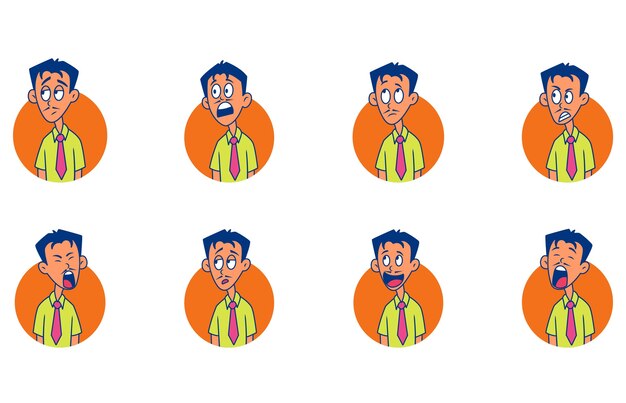 collection of cartoon man isolated on white