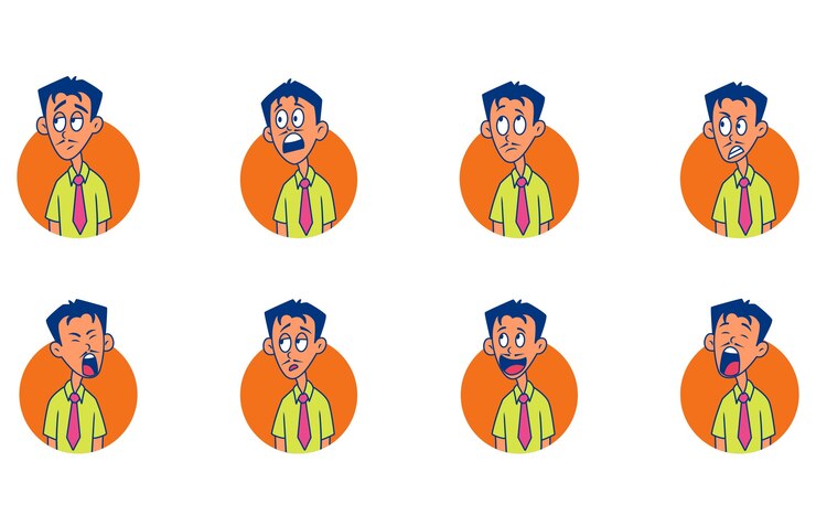 Vector collection of cartoon man isolated on white