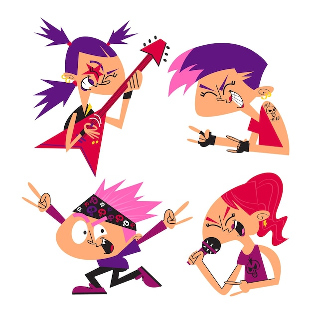 Collection of cartoon rock stickers