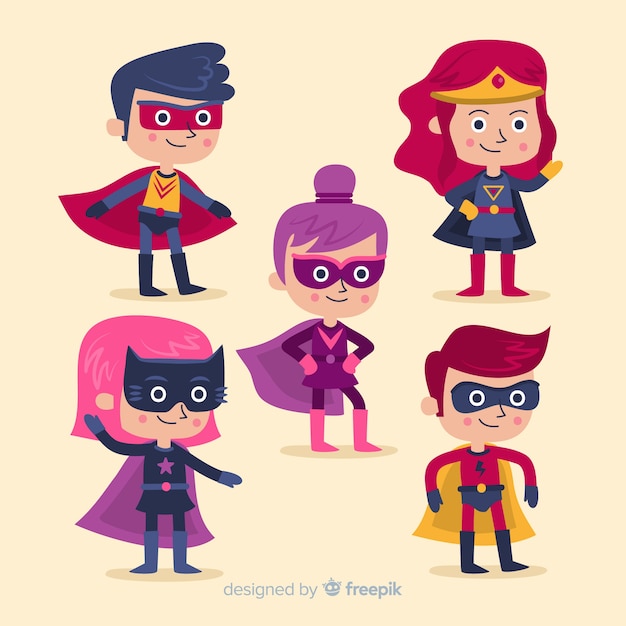 Vector collection of cartoon superheroes