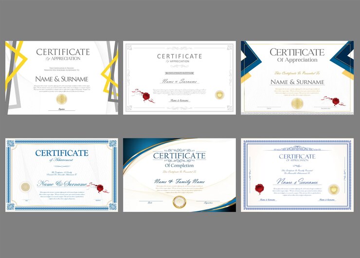 Vector collection of certificate retro design template