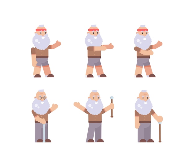 Collection Character grandfather Illustrations White Background