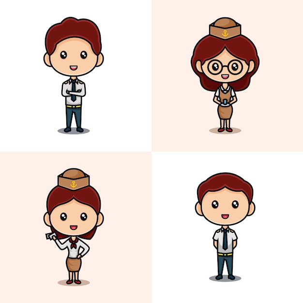 Vector collection of characters of people in cruise