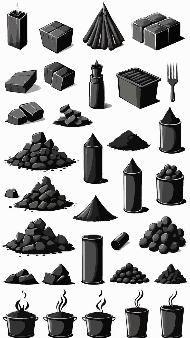Vector a collection of charcoal energy sources cartoon drawing artwork vector