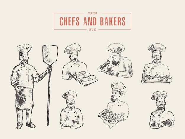 Vector collection of chefs and bakers