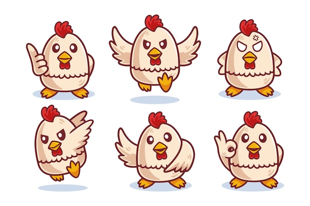 Collezione di personaggi dei cartoni animati di pollo