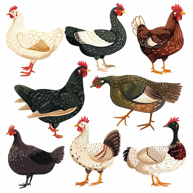 Vector a collection of chickens from the year of the year