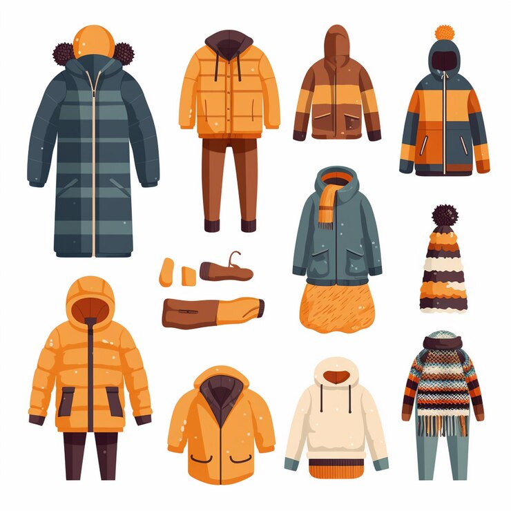 Vector ジャケットの1つを含む子供服のコレクション