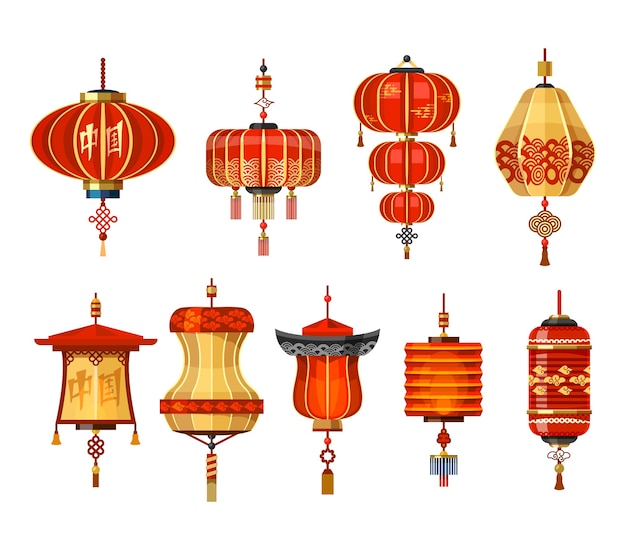 Vector collection of chinese lantern lamps