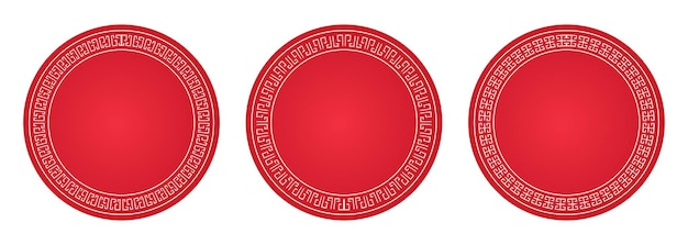 collection of Chinese New Year circle frames line vector isolated on white background