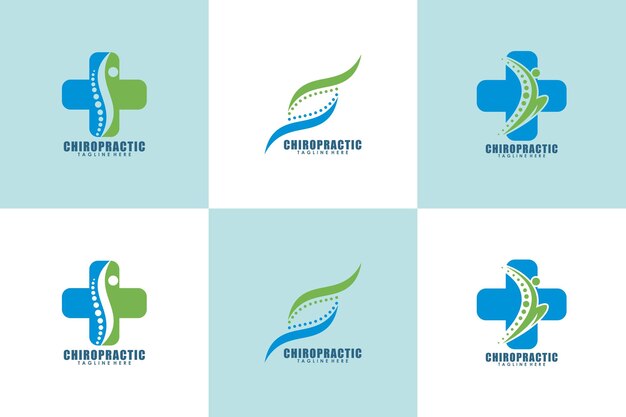 Collection of chiropractic logo design with spine concept