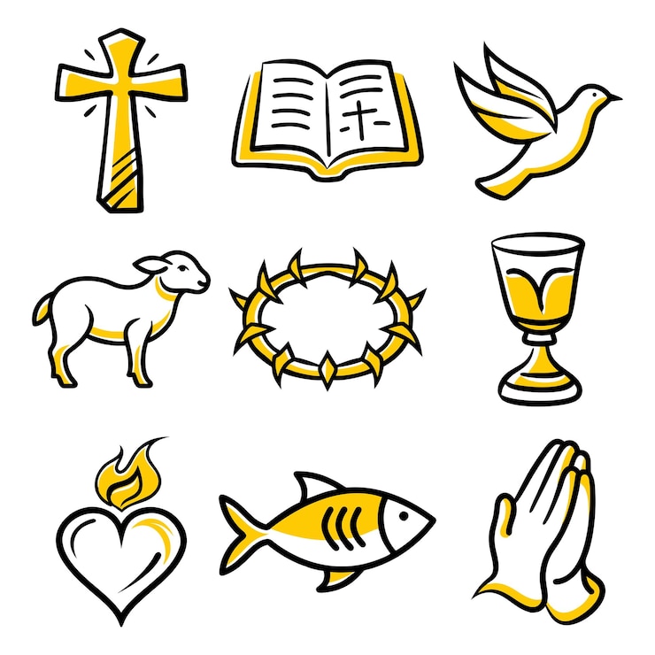 Vector collection of christian religious symbols