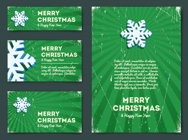 Collection of Christmas banners with snowflake