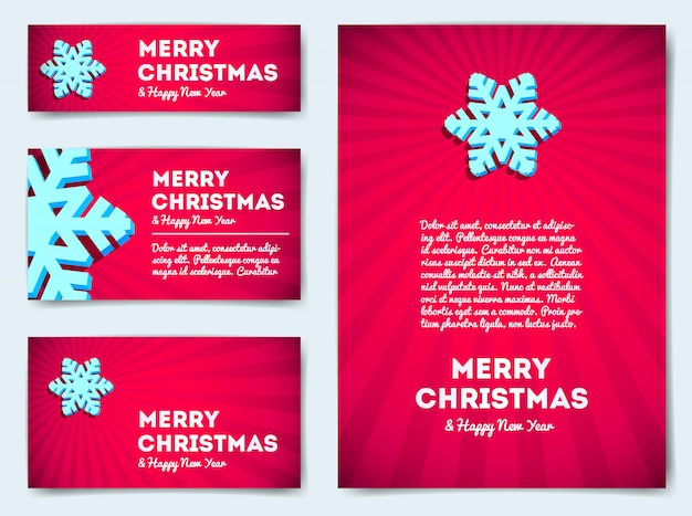 Collection of Christmas banners with snowflake