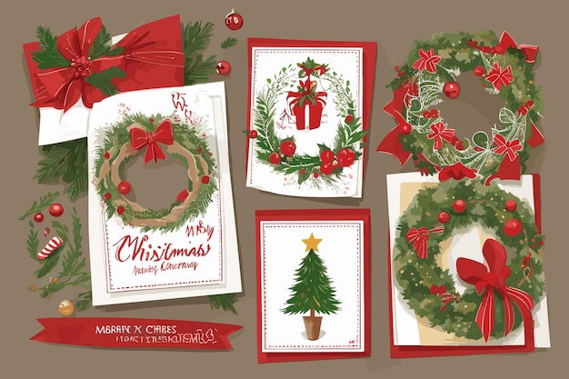 Premium Vector | A collection of christmas cards including a ...