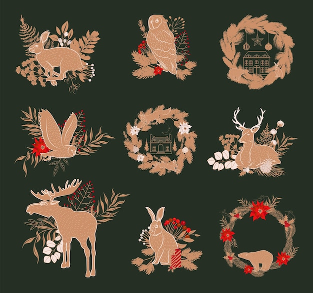 Vector collection of christmas composition