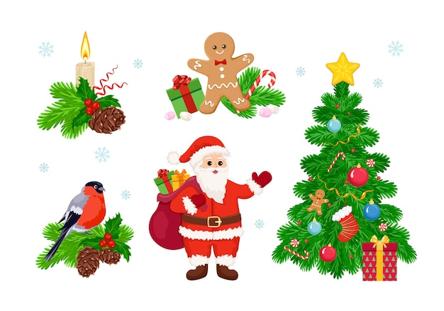 Collection of Christmas cute cartoon illustrations