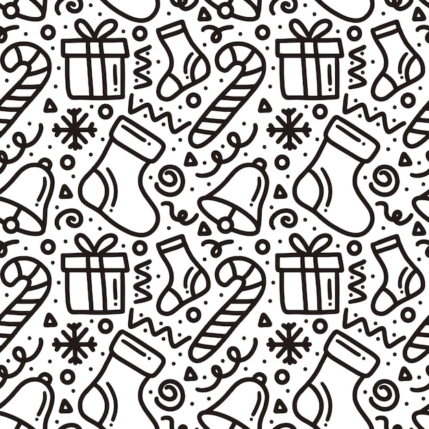 Collection of christmas day pattern with icons and design elements