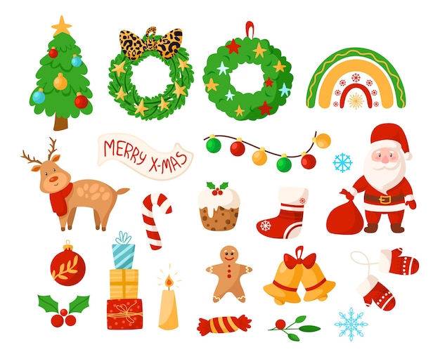 Collection of christmas decoration and ornaments