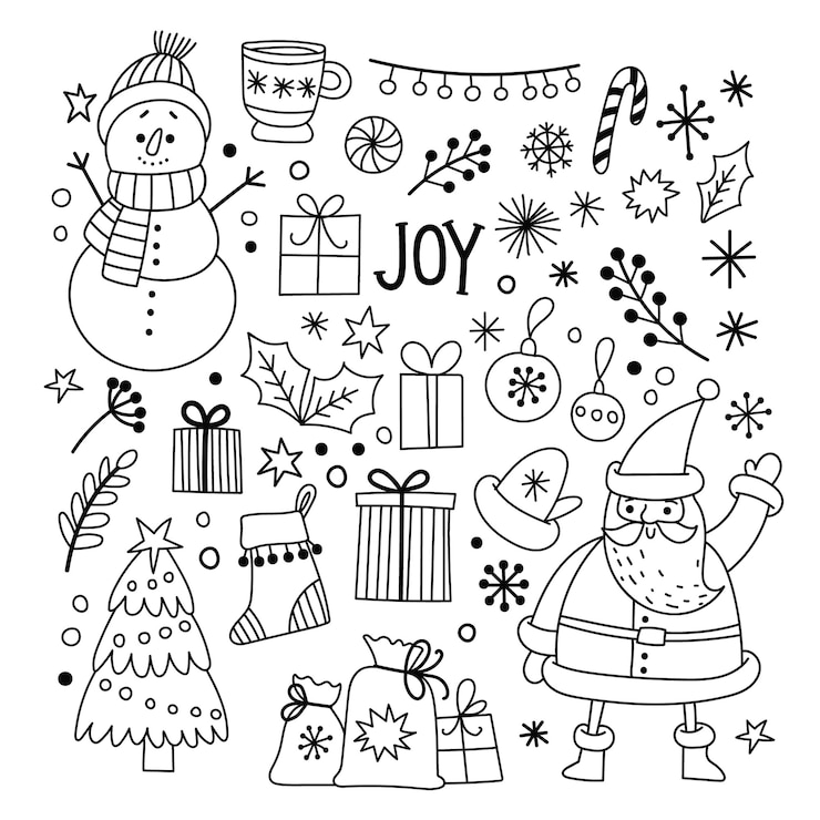 Vector collection of christmas doodles