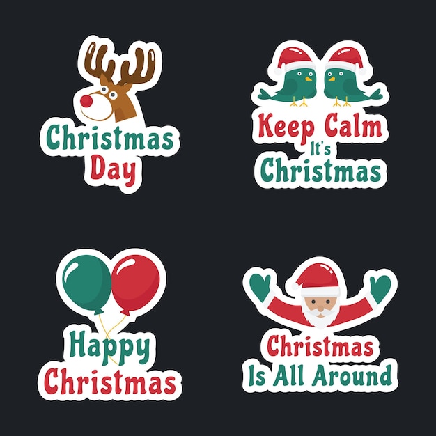 Vector collection of christmas stickers