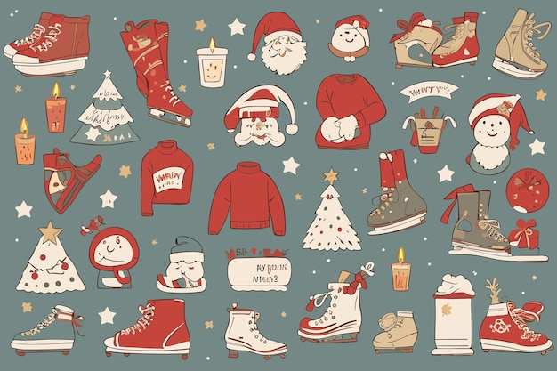 a collection of christmas themed items including santa, santa, and santa.