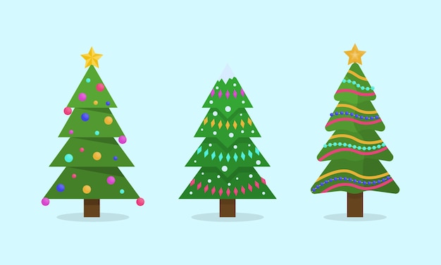 Collection of Christmas trees illustration. Winter holiday.