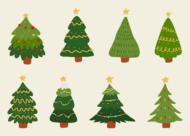 collection of christmas trees vactor illustration