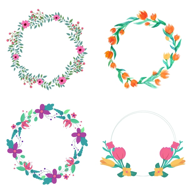 collection of christmas wreaths christmas decor vector flat illustration isolated on white backgro