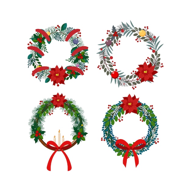 Vector collection of christmas wreaths