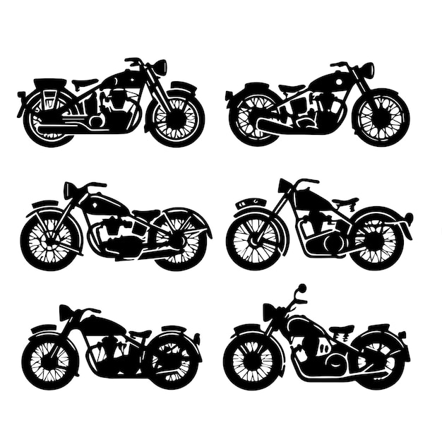 Vector a collection of classic motorcycles with silhouette styles