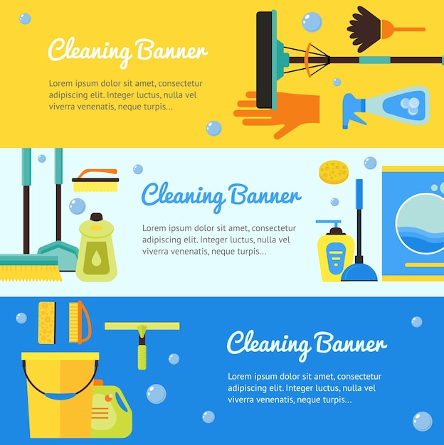 collection of Cleaning Horizontal Banner