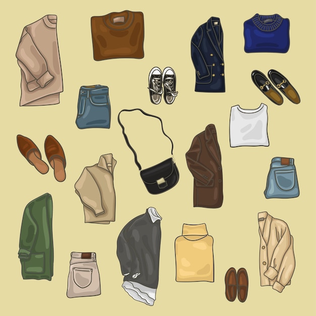 A collection of clothes and shoes for every day